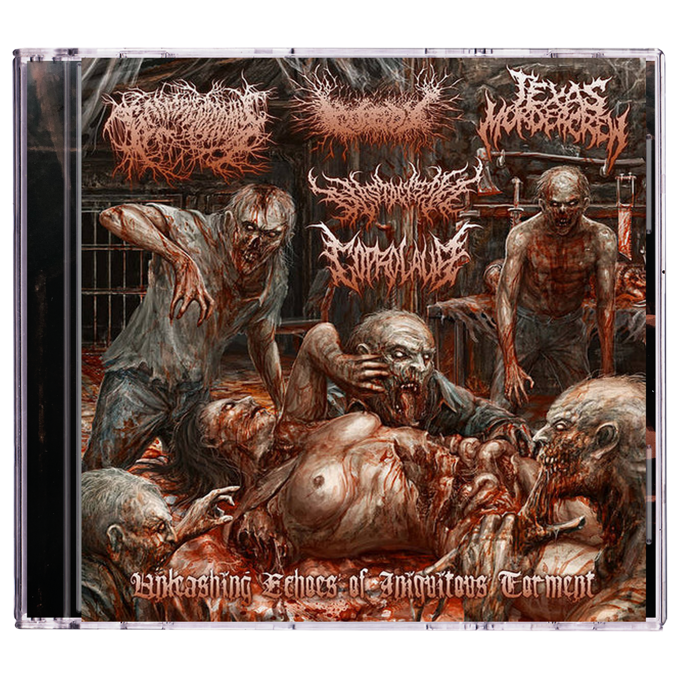 Gorepot / Blastocystia / Coprolalia / Gangrenectomy / Texas Murder Crew "Unleashing Echoes Of Iniquitous Torment' Split CD
